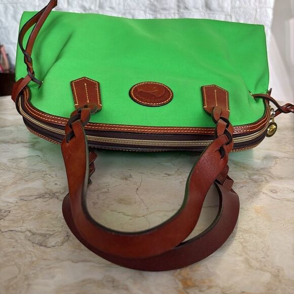 Vintage Dooney & Bourke Signature Blakely Collection Satchel Bag Lime Green - Picture 12 of 16